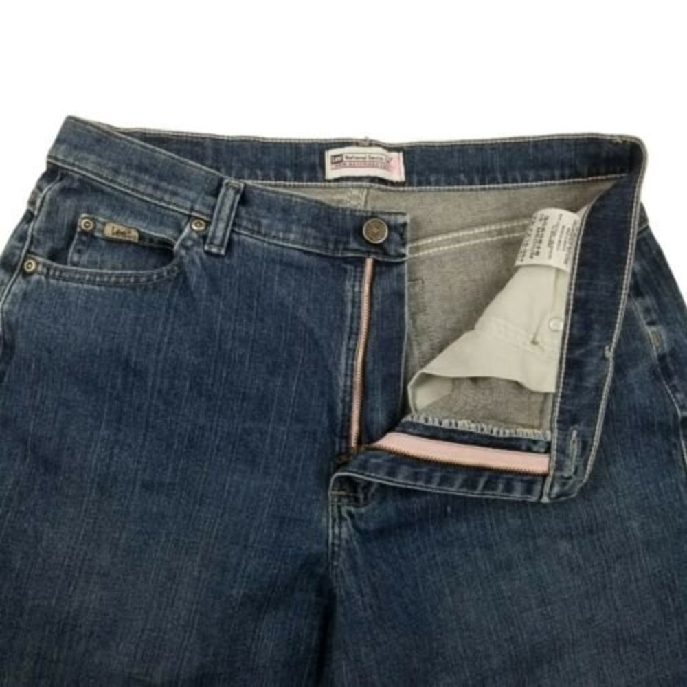 Lee Jeans Women's size 12 M Straight Leg Dark Wash Mom High Rise Pink W33 L29.5 - Picture 6 of 12